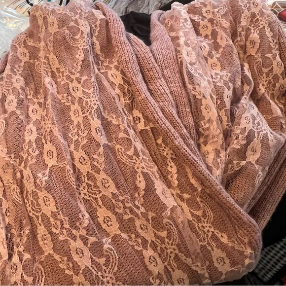 Dusty Pink Lace Overlay Infinity Scarf Circle Scarf - Picture 2 of 5